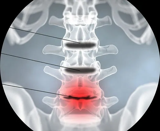 X-ray of lower spine with inflammation.